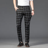 Wood Brand Autumn Plaid Pants Men Cotton Formal Work Business Pants - Acapparelstore