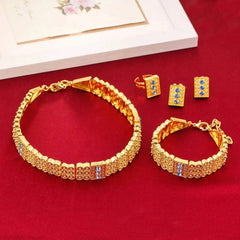 24k Gold Color Ethiopian Chokers Necklace Earrings Ring Bracelet