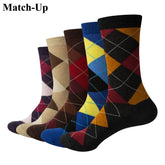Colorful Argyle Cotton Crew Socks Business SocksMatch Up Men's Colorful Argyle Cotton Crew Socks Business Socks
