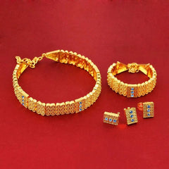 24k Gold Color Ethiopian Chokers Necklace Earrings Ring Bracelet
