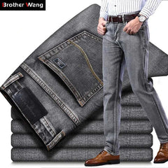 Men's Stretch Regular Fit Jeans Business Casual Denim