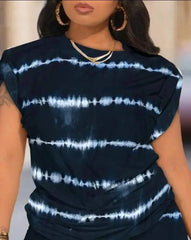 Hot Selling Two Piece Women's Summer Sets Round Neck Plus Size