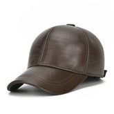 Adjustable Men's Genuine Cowhide Leather Baseball Fall Winter Cap - Acapparelstore