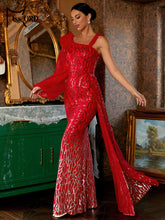 Red Wedding Formal Dress WomenNew Red Wedding Formal Dress Women One Shoulder Mesh Lantern Sleeve Dr