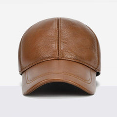 Adjustable Men's Genuine Cowhide Leather Baseball Fall Winter Cap - Acapparelstore