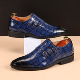 Men's Business Oxford Leather Shoes Buckle Square Toe Dress Shoes - Acapparelstore