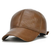 Adjustable Men's Genuine Cowhide Leather Baseball Fall Winter Cap - Acapparelstore