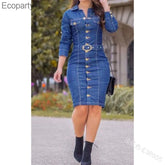 Women's Slim Sexy Retro Multi-Buttons Decoration Lapel Dresses - Acapparelstore