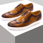 Luxury Men's Leather latex Shoes Cushioned Elastic Casual Shoes