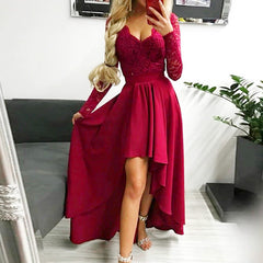 Floral Lace Dresses Ladies Elegant Party Dresses Swing Prom Evening Gowns - Acapparelstore