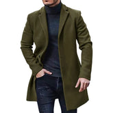 Woolen Winter Coat Fashion Lapel Single Breasted Style CoatMen's Woolen Winter Coat Fashion Lapel Single Breasted Style Coat