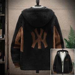 Top Grade Lamb Velvet Men'Top Grade Lamb Velvet Men's Jacket Casual Hooded Zipper Coats
