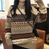 Vintage Sweater Women Knitted Pullovers Striped Winter Streetwear - Acapparelstore