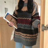 Vintage Sweater Women Knitted Pullovers Striped Winter Streetwear - Acapparelstore