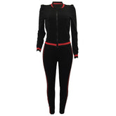 Women's Tracksuits Two Piece Stripe Jogger V Neck Sweatsuits Plus Size - Acapparelstore