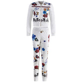 Piece Suit Print Butterfly Women'Two Piece Suit Print Butterfly Women's Flower Tracksuit Runway Jacket