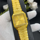 Men's Gold Watch Square Big Dial European Retro Carved Gold Watch - Acapparelstore