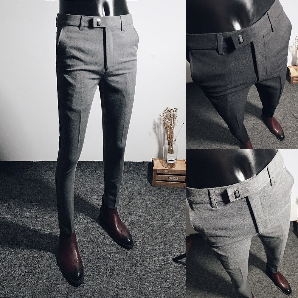 Fashion Men Suit Pants Ankle Length Business Wedding Dress PantsFashio Acapparelstore Fashion Men Suit Pants Ankle Length Business Wedding Dress PantsFashio Acapparelstore