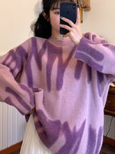 Print Knitted Sweater Women Elegant Green Striped Pullovers Sweater - Acapparelstore