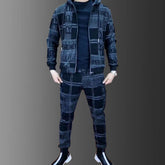 Men's Zipper Hoodie Tracksuit Set Luxury Logo Printed Lapel Suit Jacket Sweatpants - Acapparelstore