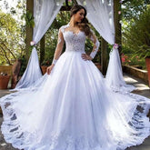 Luxury White/Ivory Women Long Train Wedding Dress - Acapparelstore