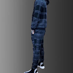 Men's Zipper Hoodie Tracksuit Set Luxury Logo Printed Lapel Suit Jacket Sweatpants - Acapparelstore