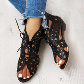 Woman's Summer Shoelaces Gladiator Boot Sandals Leisure Wedge Shoes - Acapparelstore