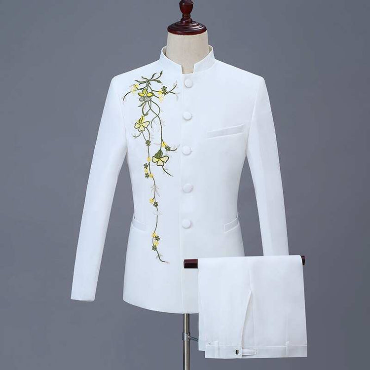 Casual Boutique Personalized Printed Stand-Two Pcs Suit Set Men&
