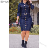 Women's Slim Sexy Retro Multi-Buttons Decoration Lapel Dresses - Acapparelstore