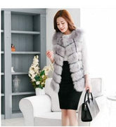 faux fur vest coats Warm Fox Fur Silver Women CoatWomen's faux fur vest coats Warm Fox Fur Silver Women Coat
