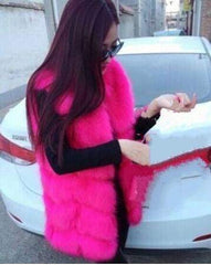faux fur vest coats Warm Fox Fur Silver Women CoatWomen's faux fur vest coats Warm Fox Fur Silver Women Coat