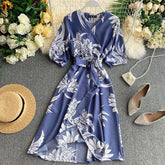 New Spring Autumn Dress Half-sleeved V-neck High Waist Slim Dress - Acapparelstore