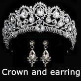 Wedding bridal crown with luxury earring rhinestone headband - Acapparelstore
