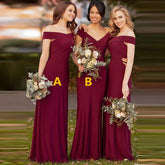 Mermaid Bridesmaid Dresses Long Wedding Party V-Neck Robe Dresses - Acapparelstore