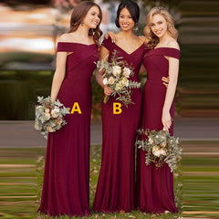 Mermaid Bridesmaid Dresses Long Wedding Party V-Neck Robe Dresses - Acapparelstore