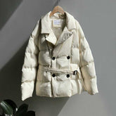 Thick Winter Autumn Elegant Woman's Lapel Cotton Coat - Acapparelstore