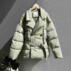 Thick Winter Autumn Elegant Woman's Lapel Cotton Coat - Acapparelstore