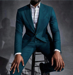High-Quality Blue One Button Wedding Tuxedos Suits Business Wedding Suits - Acapparelstore