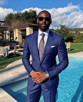 High-Quality Blue One Button Wedding Tuxedos Suits Business Wedding Suits - Acapparelstore