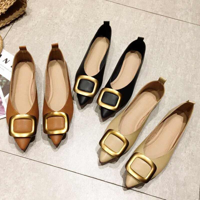 Spring Autumn Shoes Women's Flats Pointed Toe Slip-On Single Shoes - Acapparelstore