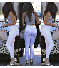 Women`s High Waist Jean White Basic Fashion Stretch Skinny Pants - Acapparelstore