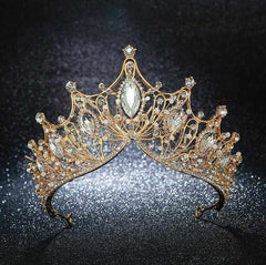 Elegant Big Baroque Handmade Crystal Wedding Crowns Bridal Hair Accessories - Acapparelstore
