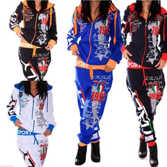 Piece Set Hooded Tracksuit Outfits Printed SportswearBrand New Women Two Piece Set Hooded Tracksuit Outfits Printed Sportsw