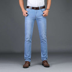 2020 Fashion Business Stretch Denim Trouser Casual Light Blue Vintage PantMen's 2020 Fashion Business Stretch Denim Trouser Casual Light Blue Vi