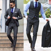Tweed Dark Gray 3 Piece Suits Formal Slim Tuxedos Vintage Tailored FitMen's Tweed Dark Gray 3 Piece Suits Formal Slim Tuxedos Vintage Tailor