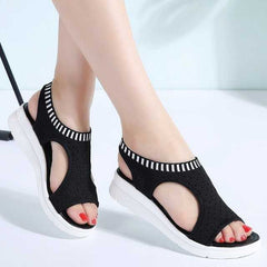 New Woman Summer Wedge Comfortable Sandals Ladies Slip-on Flat Sandals - Acapparelstore