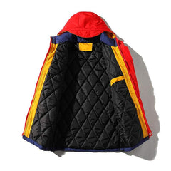 Unisex Warm Hooded Winter Jackets Wild Patchwork Multi-Pocket Coats - Acapparelstore