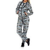 Piece Set Fashion Camouflage Autumn Tracksuit TopsWomen's Two Piece Set Fashion Camouflage Autumn Tracksuit Tops and Pan