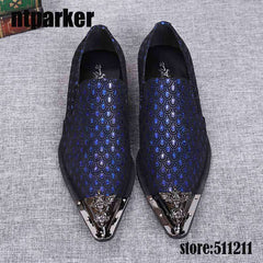 Men's Western Fashion Shoes Pointed Metal Toe Dress Shoes - Acapparelstore