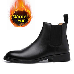 Spring/ Winter Elegant Chelsea Boots Leather Men Slip-Men's Spring/ Winter Elegant Chelsea Boots Leather Men Slip-On Shoes